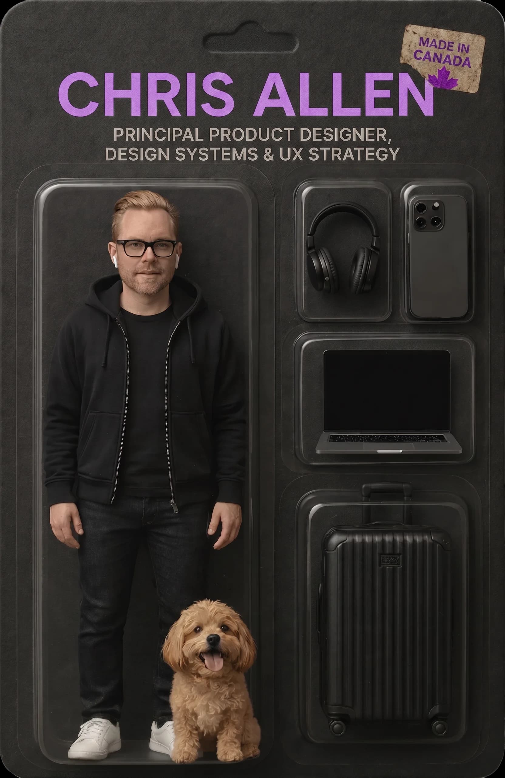 Chris Allen, collectible action figure edition, with his dog