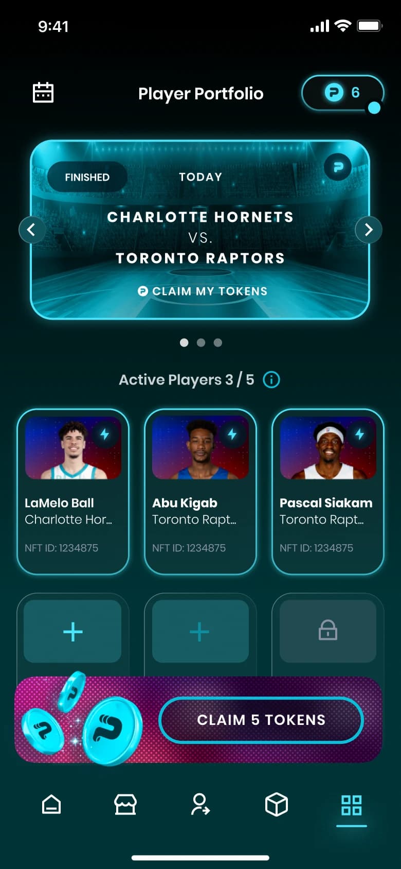Token claim banner appearing over the portfolio home screen