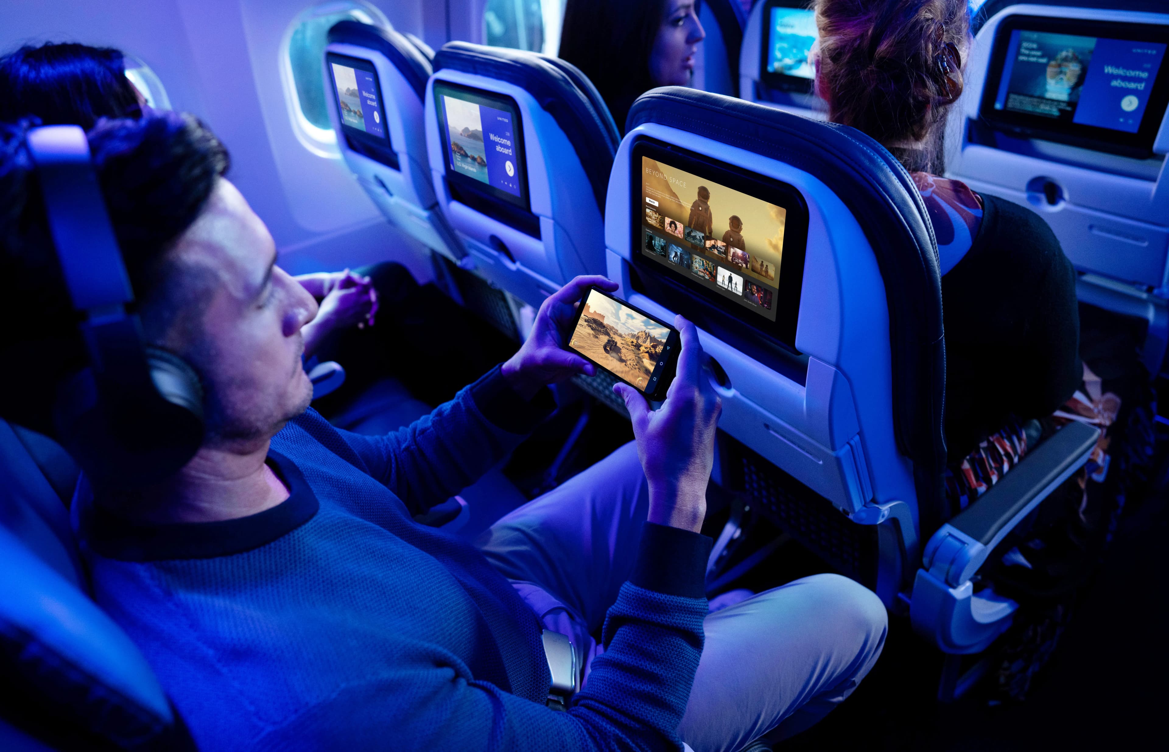 Passengers using the Beyond Space seatback screens onboard