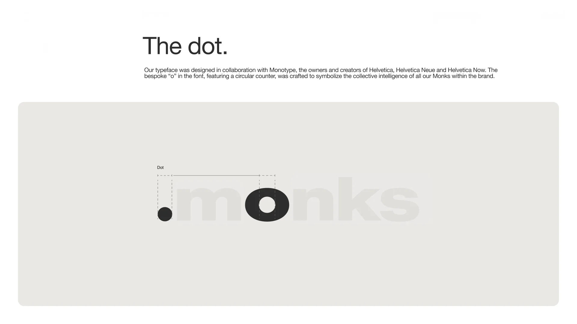 Monks, brand guidelines, the Dot mark in detail